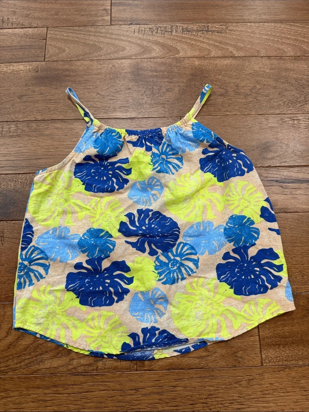 Tahari Girl 2 Piece Pants Tank Top Set Tropical Leaves- Size 10